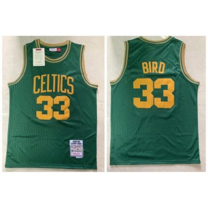 Men's Boston Celtics #33 Larry Bird Green 1965-1966 Stitched Jersey