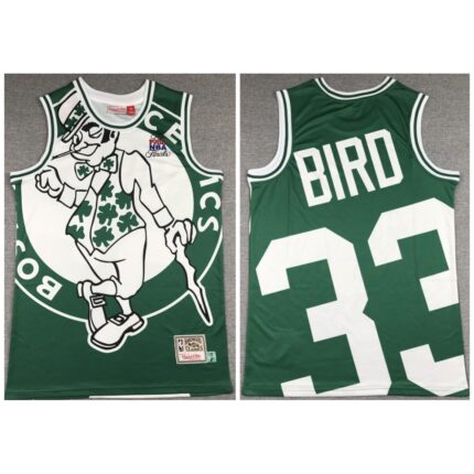 Men's Boston Celtics #33 Larry Bird Green Big Face Throwback Stitched Jersey