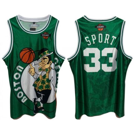 Men's Boston Celtics #33 Larry Bird Green Print Basketball Jersey