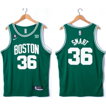 Men's Boston Celtics #36 Marcus Smart  Green No.6 Patch Stitched Basketball Jersey