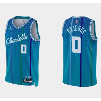 Men's Charlotte Hornets #0 Miles Bridges 2021/22 Blue 75th Anniversary City Edition Stitched Basketball Jersey