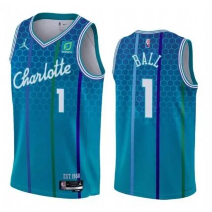 Men's Charlotte Hornets #1 LaMelo Ball Teal 2021-22 City Edition Stitched Basketball Jersey