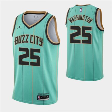 Men's Charlotte Hornets #25 P.J. Washington 2020-21 Teal City Edition Swingman Stitched Jersey