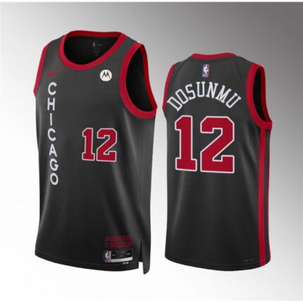 Men's Chicago Bulls #12 Ayo Dosunmu Black 2023/24 City Edition Stitched Basketball Jersey