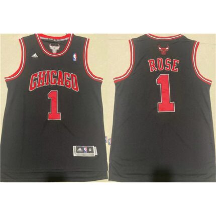 Men's Chicago Bulls #1 Derrick Rose Black Stitched Basketball Jersey