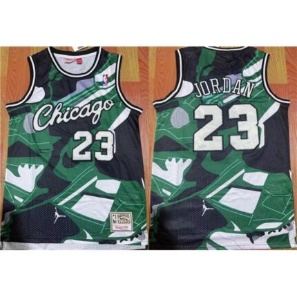 Men's Chicago Bulls #23 Michael Jordan Green/White/Black Stitched Basketball Jersey