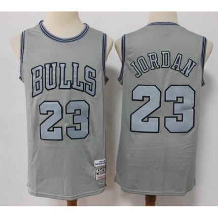 Men's Chicago Bulls #23 Michael Jordan Grey Throwback Stitched Basketball Jersey
