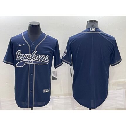 Men's Dallas Cowboys Blank Navy Cool Base Stitched Baseball Jersey