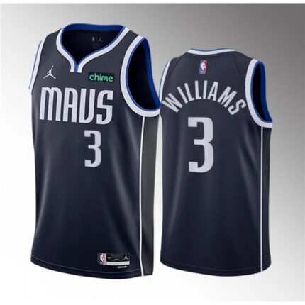Men's Dallas Mavericks #3 Grant Williams Navy Statement Edition Stitched Basketball Jersey