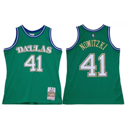 Men's Dallas Mavericks #41 Dirk Nowitzki Green Stitched Jersey