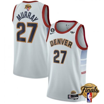 Men's Denver Nuggets #27 Jamal Murray Silver 2023 Finals Icon Edition With NO.6 Patch Stitched Basketball Jersey