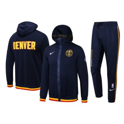 Men's Denver Nuggets 75th Anniversary Navy  Performance Showtime Full-Zip Hoodie Jacket And Pants   Suit