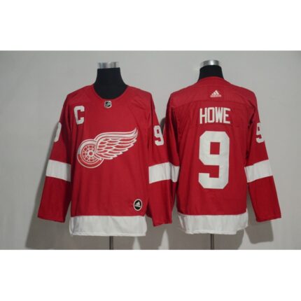 Men's Detroit Red Wings #9 Gordie Howe Red Adidas Stitched NHL Jersey