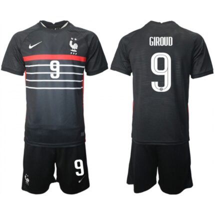 Men's France #9 Giroud Black 2022 FIFA World Cup Home Soccer Jersey Suit