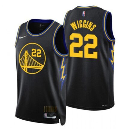 Men's Golden State Warriors #22 Andrew Wiggins 2021/22 City Edition Black 75th Anniversary Stitched Basketball Jersey