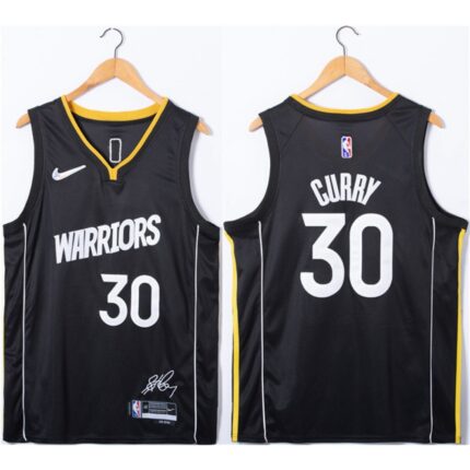 Men's Golden State Warriors #30 Stephen Curry Black 75th Anniversary  Stitched Jersey