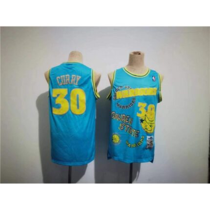Men's Golden State Warriors #30 Stephen Curry Blue Throwback Stitched Jersey