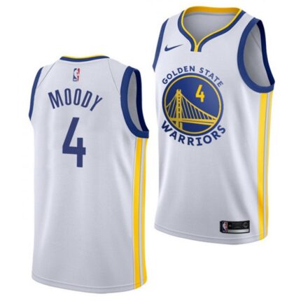 Men's Golden State Warriors  #4 Moses Moody White Association Edition Swingman Stitched Jersey