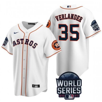 Men's Houston Astros #35 Justin Verlander 2021 White World Series Cool Base Stitched Baseball Jersey