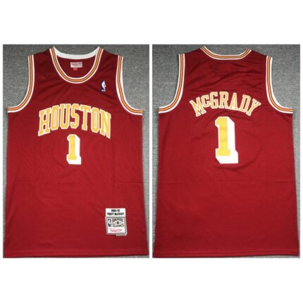 Men's Houston Rockets #1 Tracy McGrady 2004-05 Red Throwback Stitched Jersey