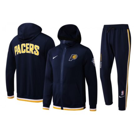 Men's Indiana Pacers 75th Anniversary Navy Performance Showtime Full-Zip Hoodie Jacket And Pants   Suit