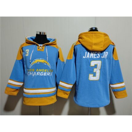 Men's Los Angeles Chargers #3 Derwin James Jr.  Blue Ageless Must-Have Lace-Up Pullover Hoodie