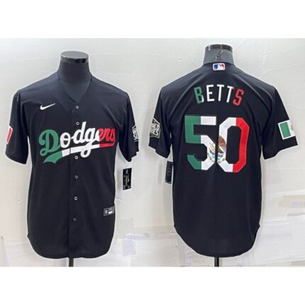 Men's Los Angeles Dodgers #50 Mookie Betts Black Mexico Cool Base Stitched Baseball Jersey