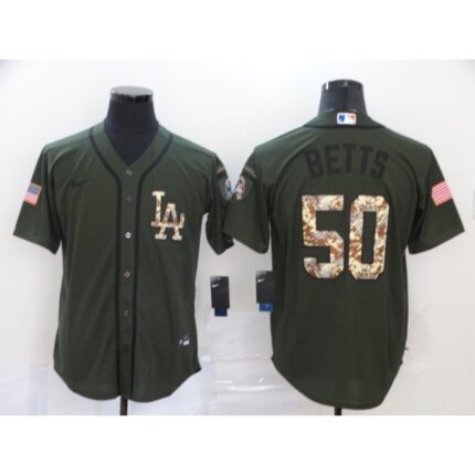 Men's Los Angeles Dodgers #50 Mookie Betts Green  Cool Base Stitched MLB Jersey