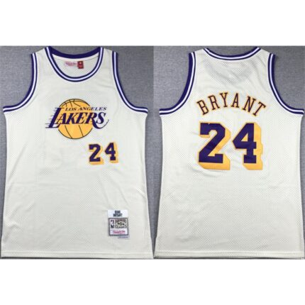 Men's Los Angeles Lakers #24 Kobe Bryant White Throwback basketball Jersey