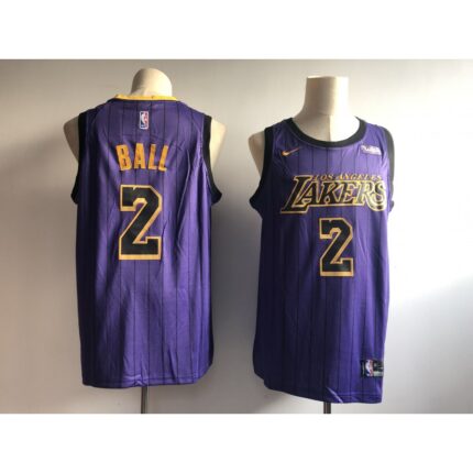 Men's Los Angeles Lakers #2 Lonzo Ball Purple 2018/19 City Edition Swingman Stitched NBA Jersey