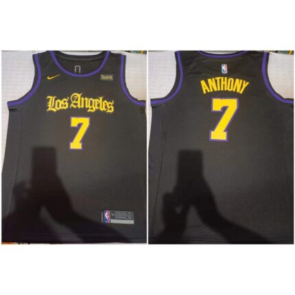Men's Los Angeles Lakers #7 Carmelo Anthony Black Stitched Basketball Jersey