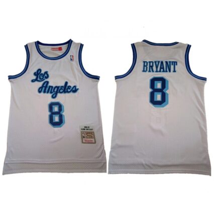 Men's Los Angeles Lakers #8 Kobe Bryant White 1996-97 Hardwood Classics Throwback Stitched Jersey
