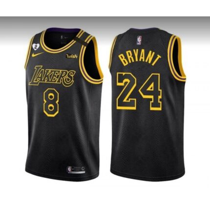 Men's Los Angeles Lakers  Front #8 Back #24 Kobe Bryant Black Stitched Jersey