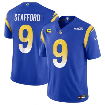 Men's Los Angeles Rams #9 Matthew Stafford Blue 2023 F.U.S.E. With  4-Star C Patch Vapor Untouchable Limited Stitched Football Jersey