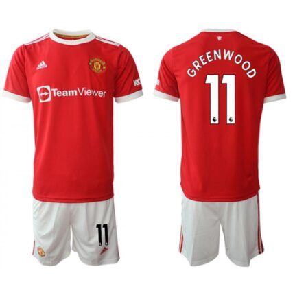 Men's Manchester United #11 Mason Greenwood Red Home Soccer Jersey Suit