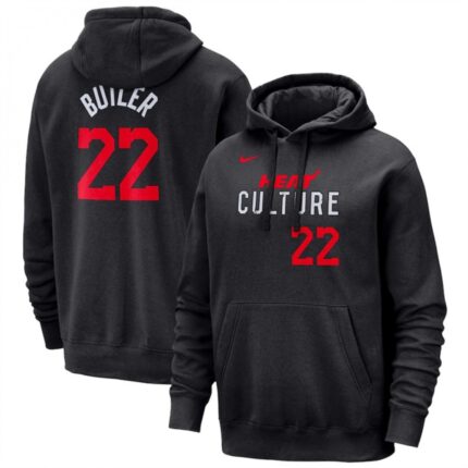 Men's Miami Heat #22 Jimmy Butler Black 2023/24 City Edition Name & Number Pullover Hoodie