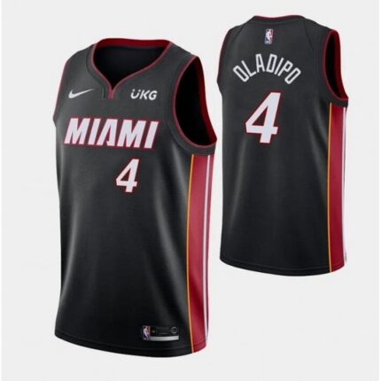 Men's Miami Heat #4 Victor Oladipo Black With UKG Patch Stitched Jersey
