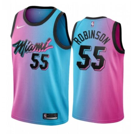 Men's Miami Heat #55 Duncan Robinson 2020-21 Blue/Pink City Edition Stitched Jersey