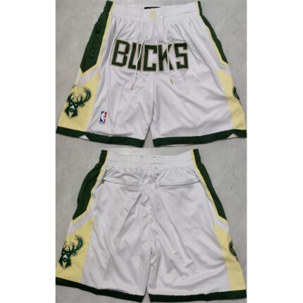 Men's Milwaukee Bucks White Shorts (Run Small)