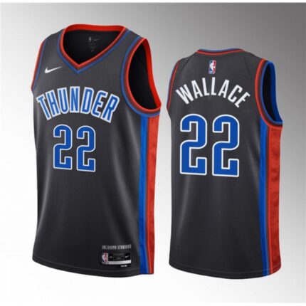 Men's Oklahoma City Thunder #22 Cason Wallace Black 2023 Draft City Edition Stitched Basketball Jersey