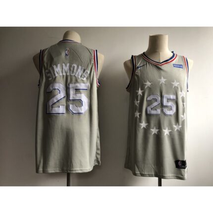 Men's Philadelphia 76ers #25 Ben Simmons Gray 2018/19 City Edition Swingman Stitched NBA Jersey