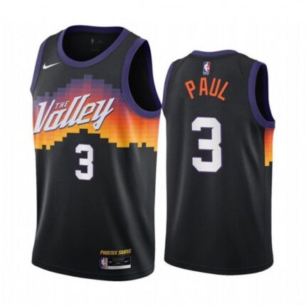Men's Phoenix Suns #3 Chris Paul 2020 Black City Edition Stitched Jersey