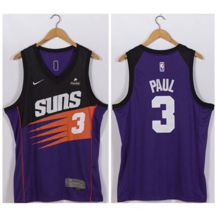 Men's Phoenix Suns #3 Chris Paul Purple Stitched Jersey