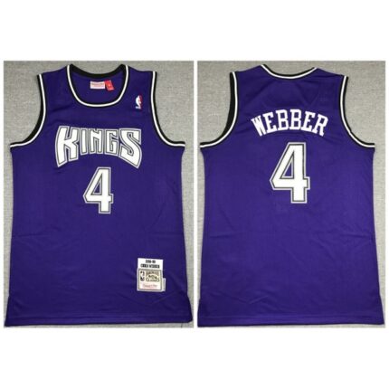 Men's Sacramento Kings #4 Chris Webber Purple Throwback Stitched Jersey