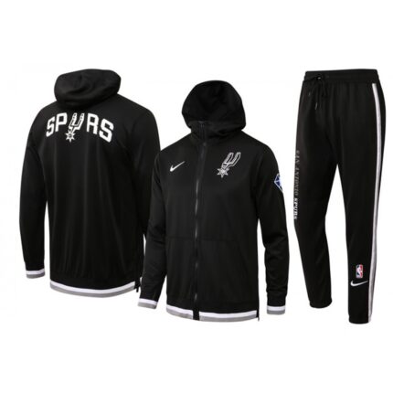Men's San Antonio Spurs 75th Anniversary Black Performance Showtime Full-Zip Hoodie Jacket And Pants   Suit