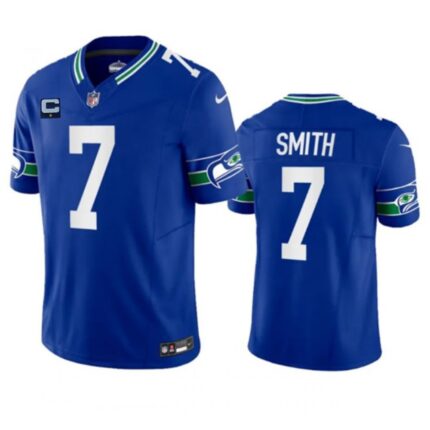 Men's Seattle Seahawks #7 Geno Smith Royal 2023 F.U.S.E. With 1-Star C Patch  Vapor Limited Throwback Stitched Jersey