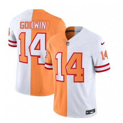 Men's Tampa Bay Buccaneers #14 Chris Godwin 2023 F.U.S.E. White/Orange  Split Throwback Limited Stitched Jersey