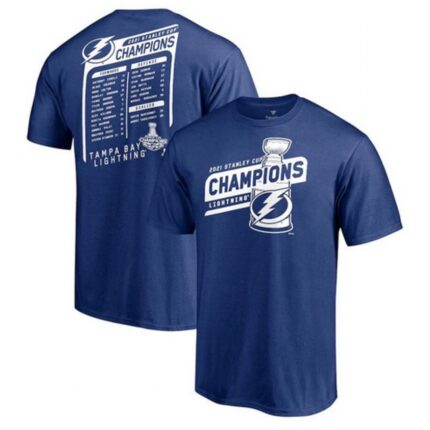 Men's Tampa Bay Lightning 2021 Blue Stanley Cup Champions Pepper Pot T-Shirt