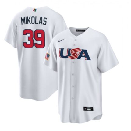Men's USA Baseball #39 Miles Mikolas 2023 White World Baseball Classic Stitched Jersey