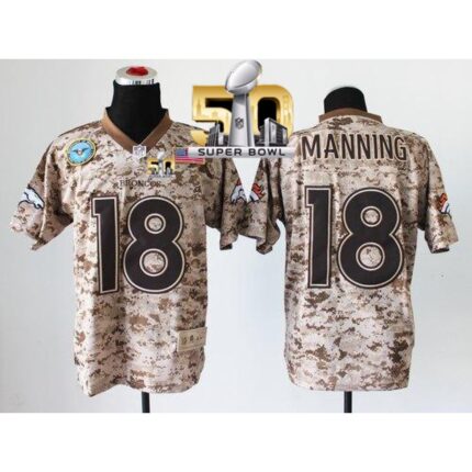 Nike Broncos #18 Peyton Manning Camo Super Bowl 50 Men's Stitched NFL New Elite USMC Jersey